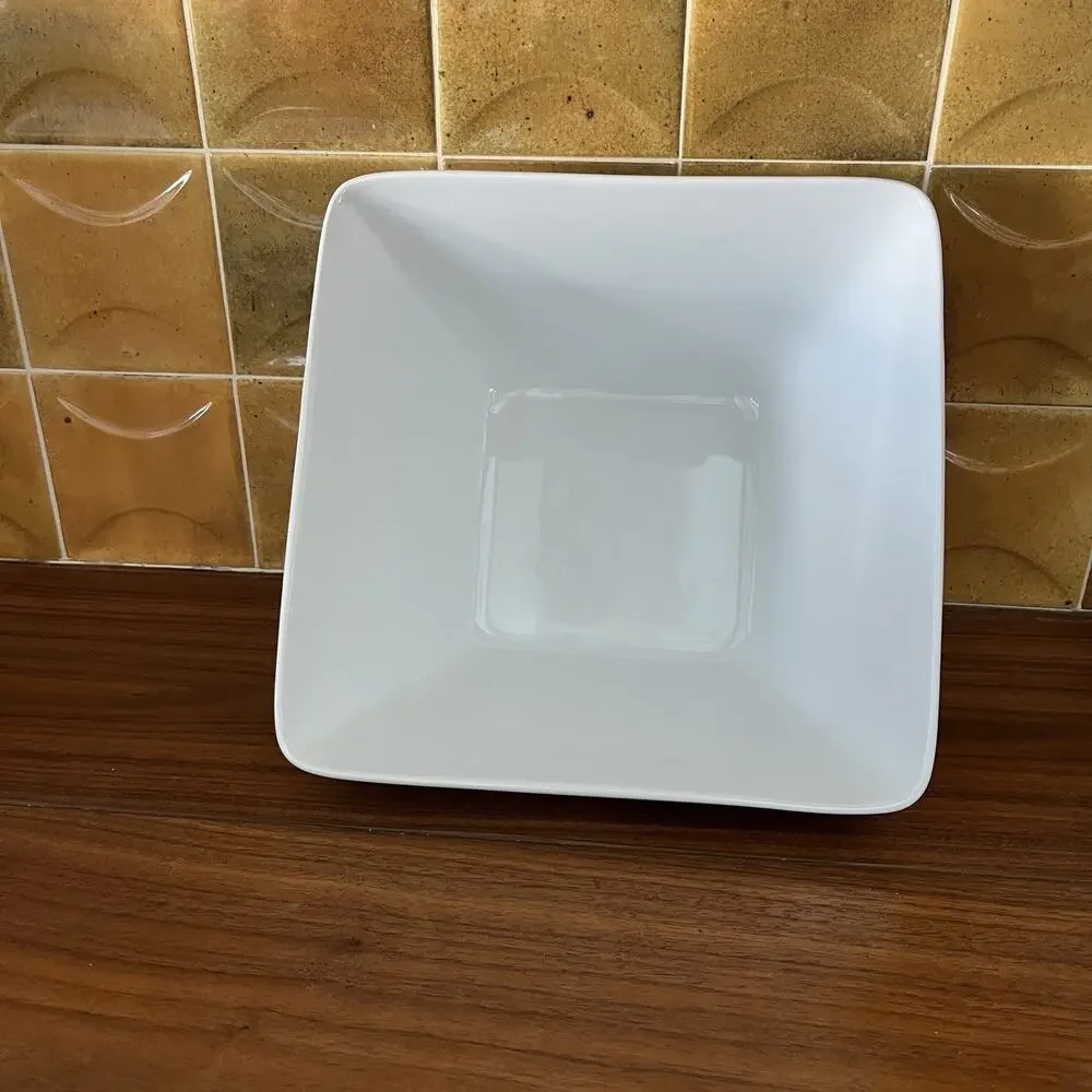 World Market Square White Porcelain Serving Bowl 9